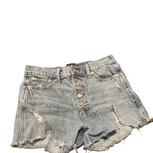 Gap sz 4/27” Distressed Denim highrise cheeky Womens Shorts measurements in pics